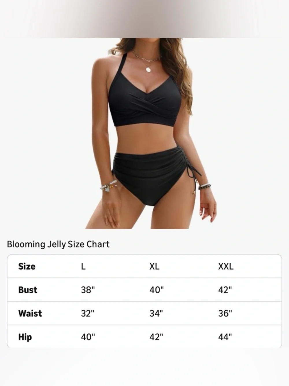 Blooming Jelly Womens High Waisted Bikini Sets XL Black with ticket - Picture 4 of 7